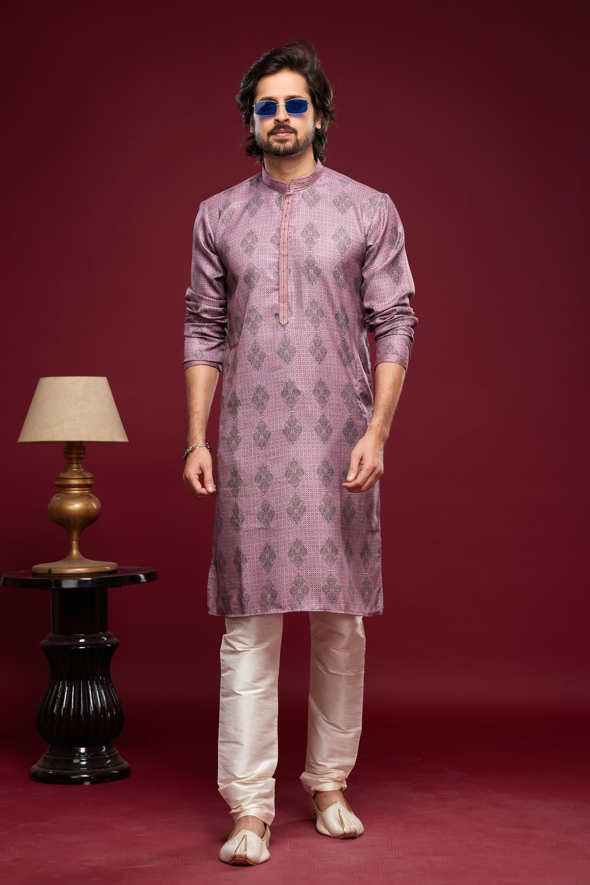 Art Silk Kurta Pajama In Light Purple colour KP1230457 B