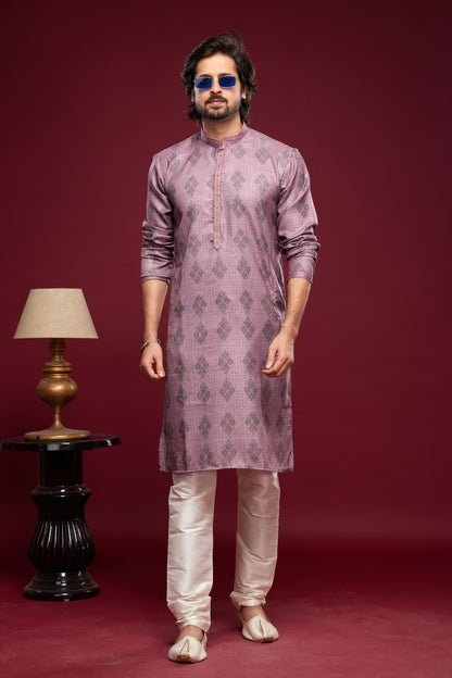 Art Silk Kurta Pajama In Light Purple colour KP1230457 B