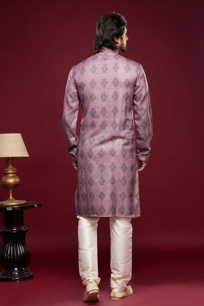 Art Silk Kurta Pajama In Light Purple colour KP1230457 D