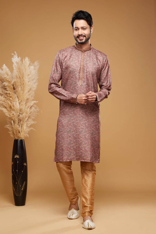 Art Silk Kurta Pajama In Onion Pink colour KP1230443 A