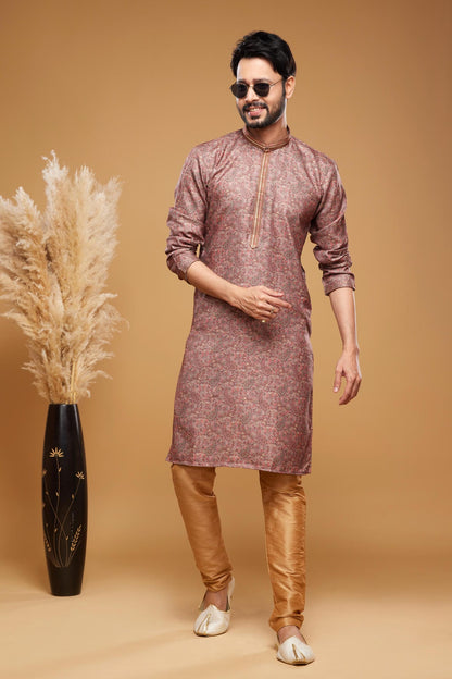 Art Silk Kurta Pajama In Onion Pink colour KP1230443 B