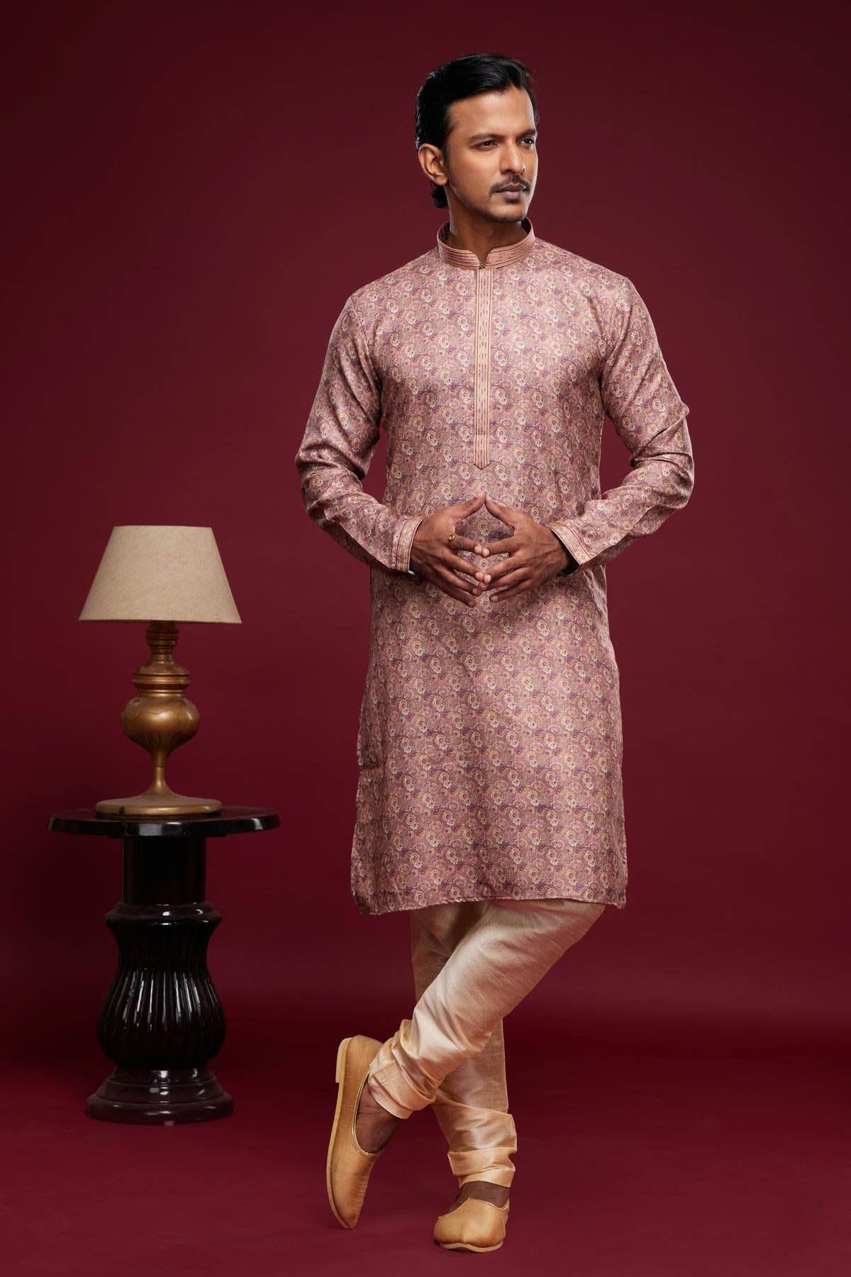 Art Silk Kurta Pajama In Onion Pink colour KP1230447 A
