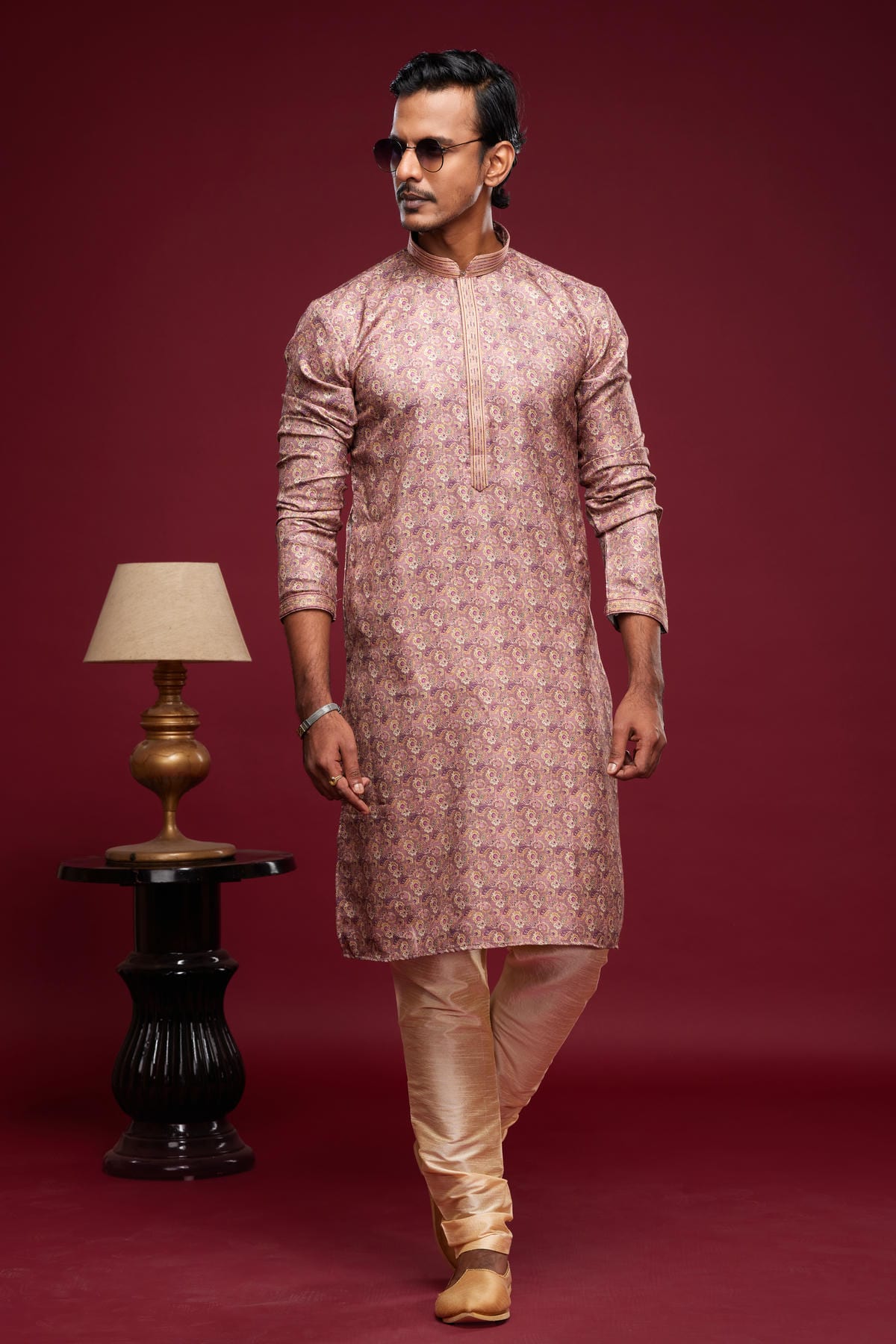 Art Silk Kurta Pajama In Onion Pink colour KP1230447 B