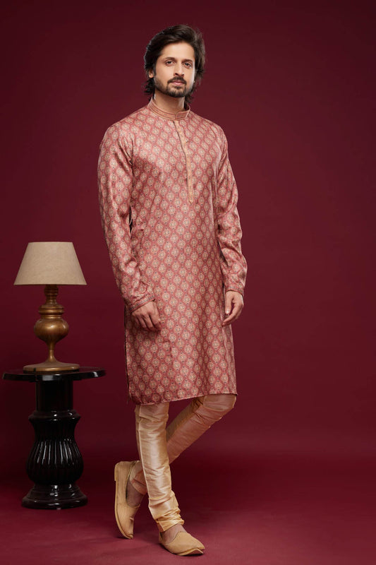 Art Silk Kurta Pajama In Onion Pink colour KP1230453 A