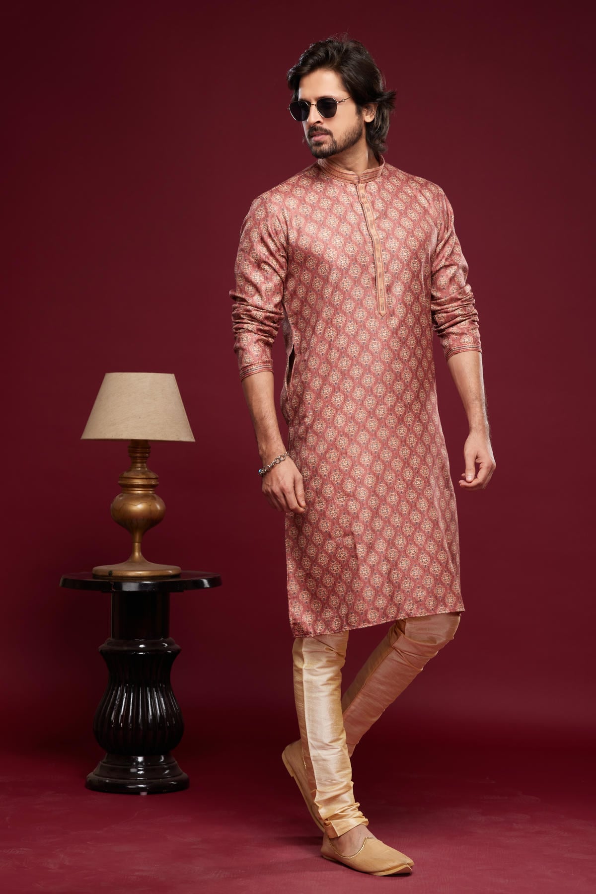 Art Silk Kurta Pajama In Onion Pink colour KP1230453 B