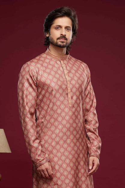 Art Silk Kurta Pajama In Onion Pink colour KP1230453 C