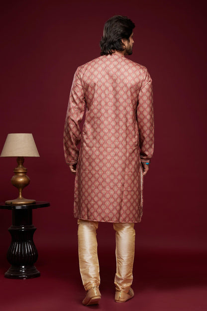 Art Silk Kurta Pajama In Onion Pink colour KP1230453 D