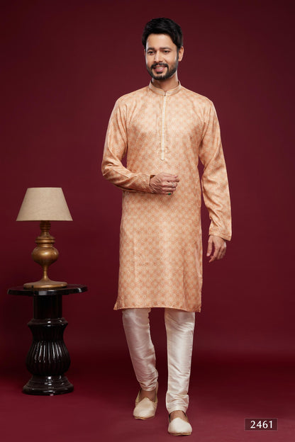 Art Silk Kurta Pajama In Peach colour KP1230437 A