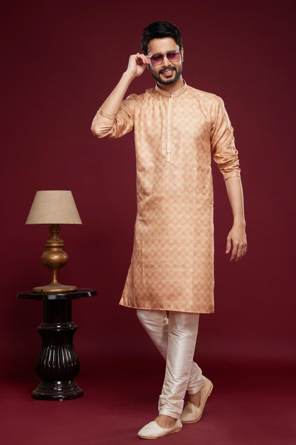 Art Silk Kurta Pajama In Peach colour KP1230437 B