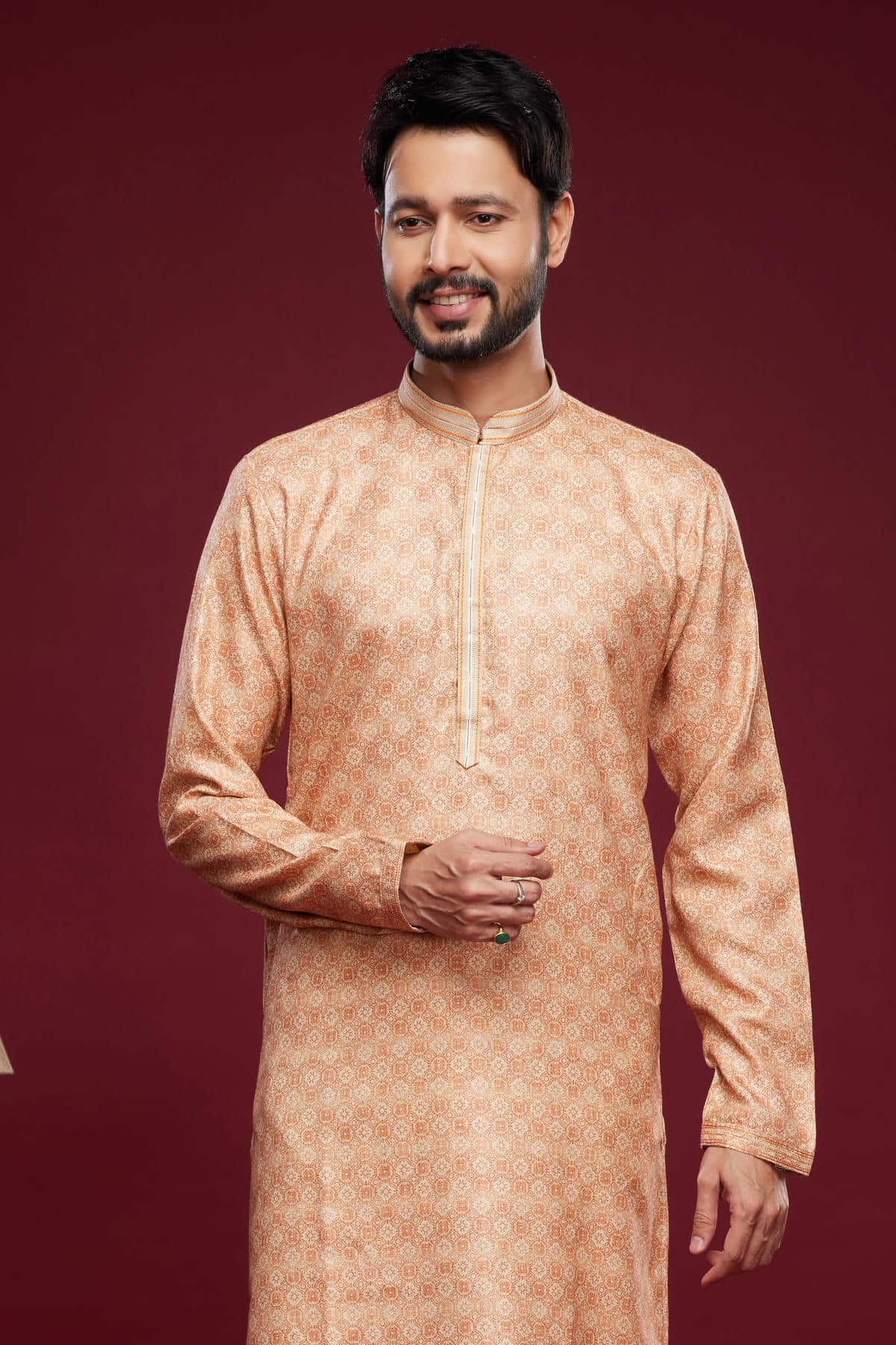 Art Silk Kurta Pajama In Peach colour KP1230437 C