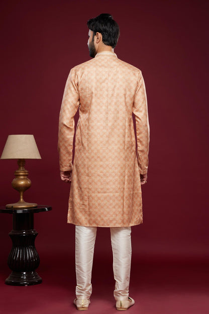 Art Silk Kurta Pajama In Peach colour KP1230437 D
