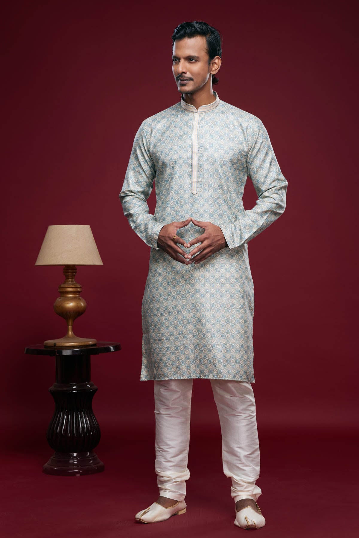 Art Silk Kurta Pajama In Sky Blue colour KP1230439 A