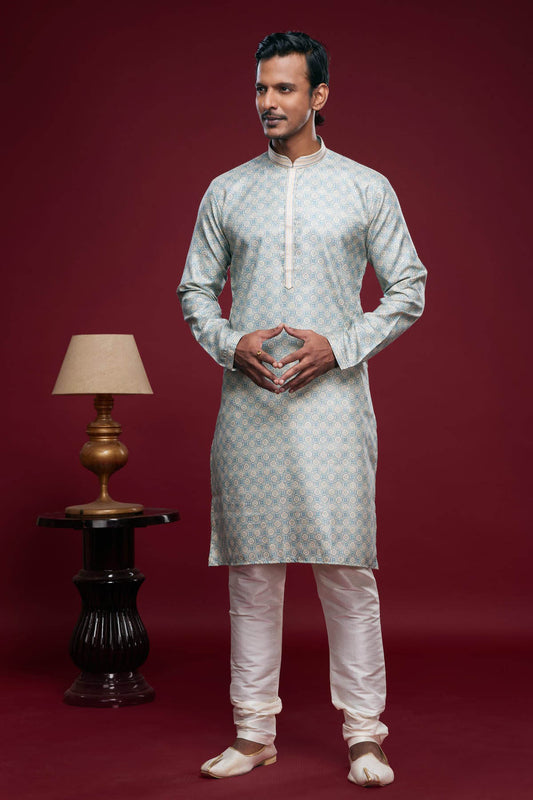 Art Silk Kurta Pajama In Sky Blue colour KP1230439 A