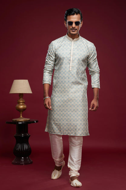 Art Silk Kurta Pajama In Sky Blue colour KP1230439 B