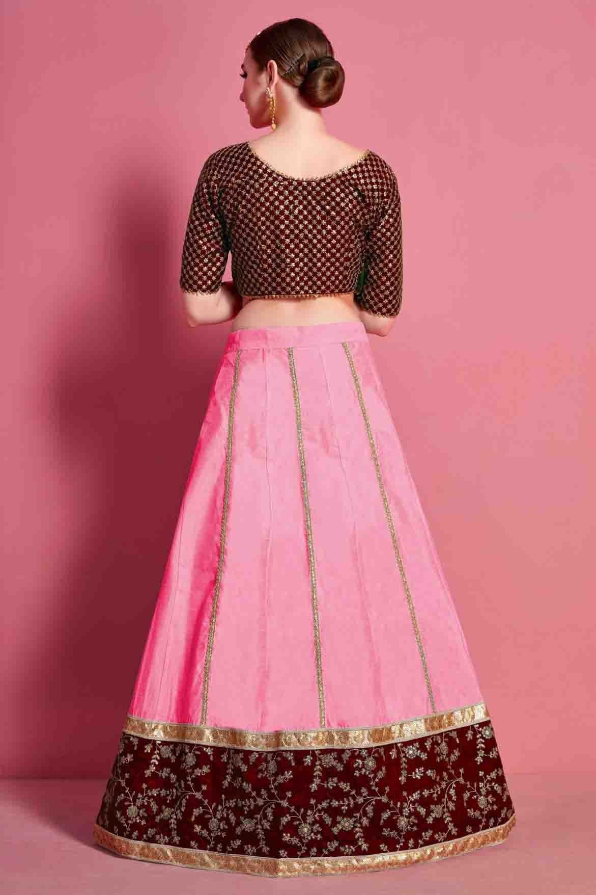Baby Pink Colour Art Silk Embroidery Lehenga Choli LC1080504 A