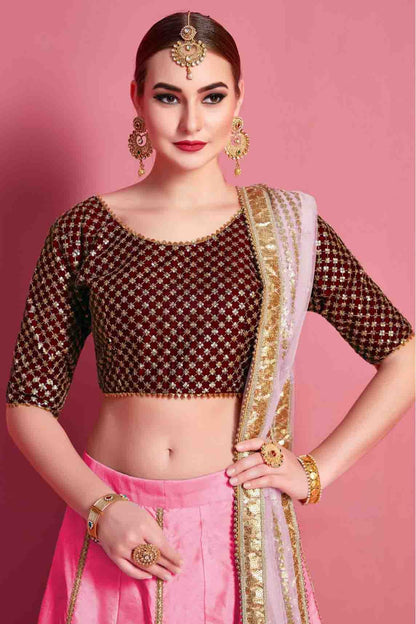 Baby Pink Colour Art Silk Embroidery Lehenga Choli LC1080504 B