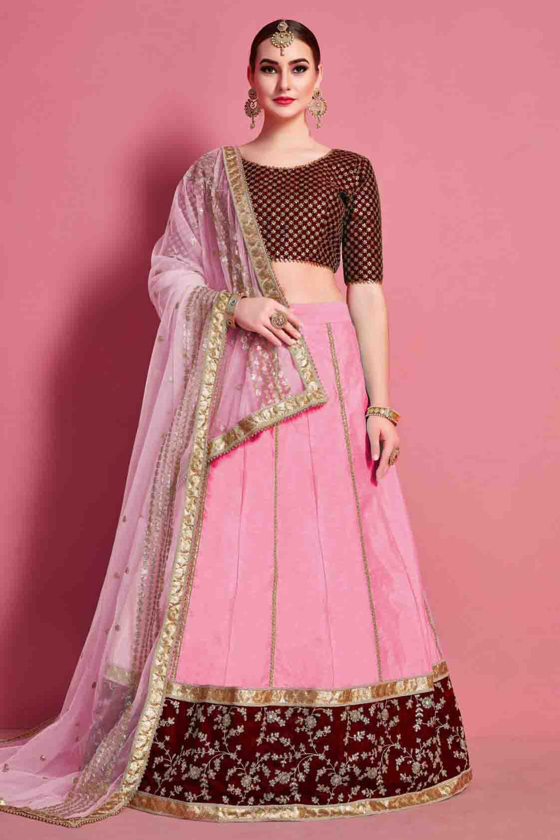 Baby Pink Colour Art Silk Embroidery Lehenga Choli LC1080504