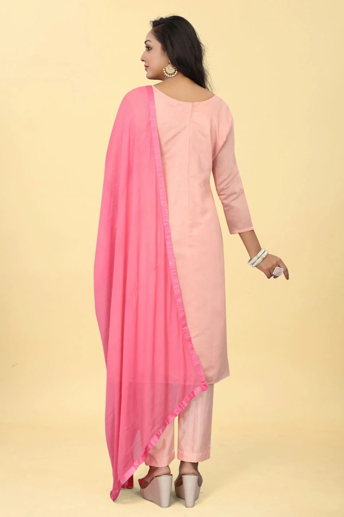 Baby Pink Colour Chanderi Silk Pant Style Suit SM1110611 A
