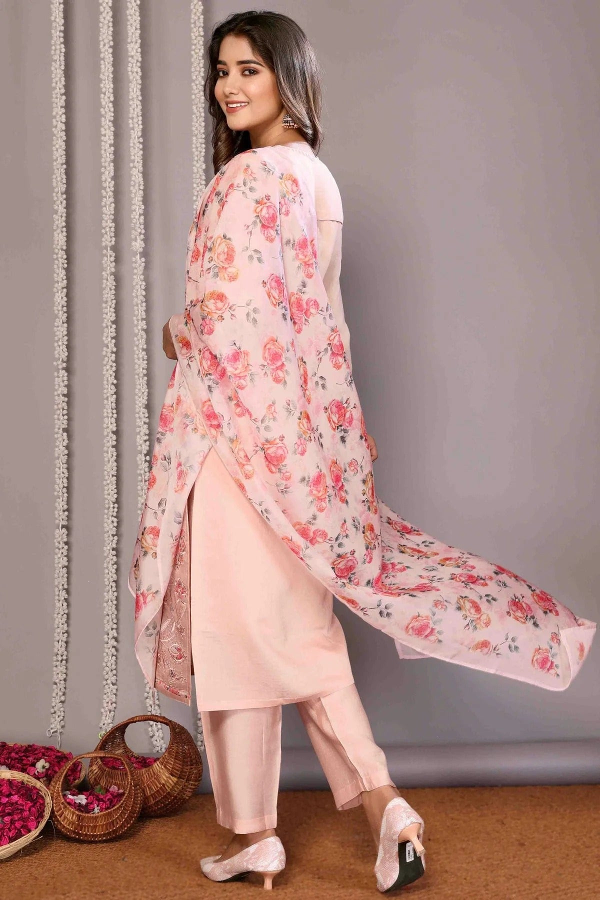 Baby Pink Colour Chanderi Stitched Suit SS1113338 A