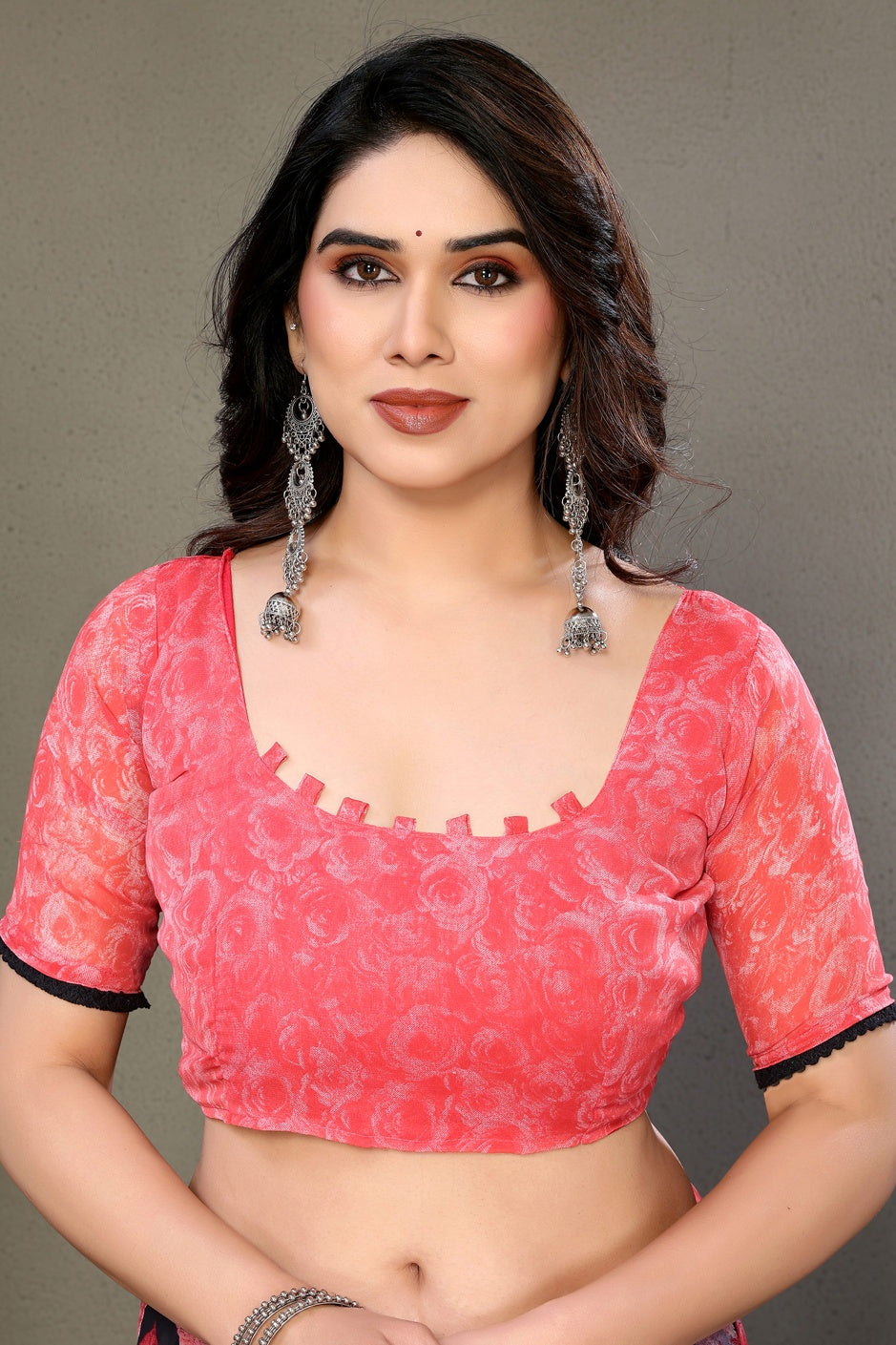 Baby Pink Colour Chiffon Printed Saree