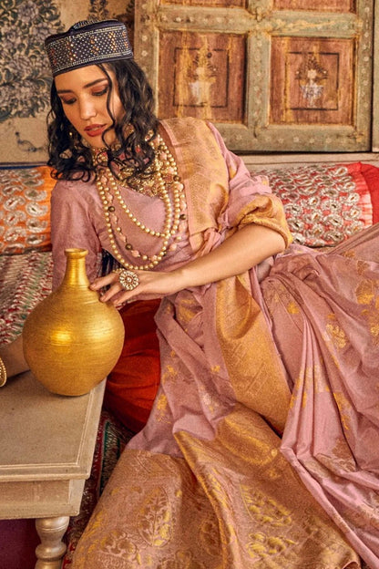 Baby Pink Colour Chinon Georgette Woven Work Saree SD1290081 A