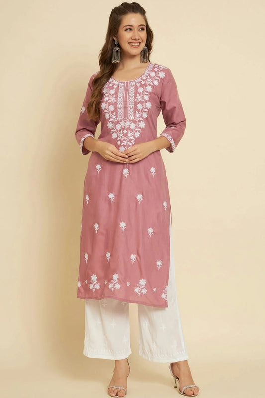 Baby Pink Colour Cotton Slub Kurti KR1111044