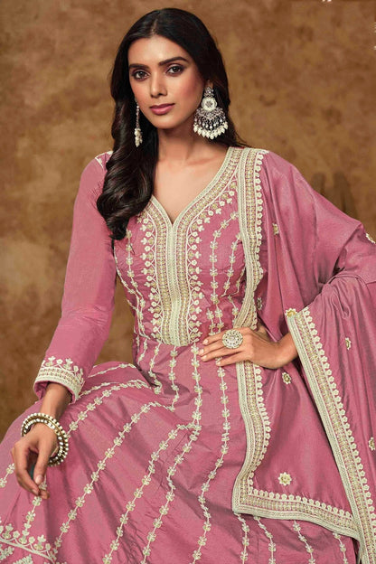 Baby Pink Colour Dola Silk Semi Stitched Anarkali Suit SM1050701 B