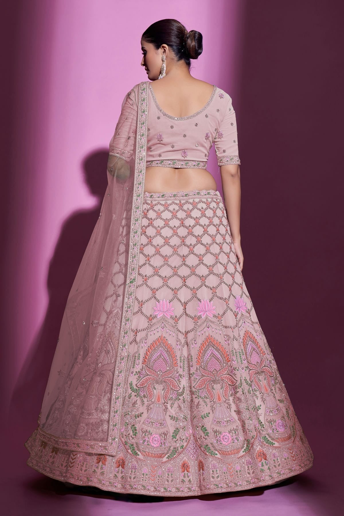 Baby Pink Colour Embroidery Georgette Lehenga Choli LD1080706 A