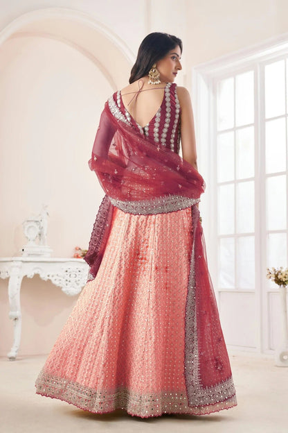 Baby Pink Colour Embroidery Georgette Lehenga Choli LD1080832 A