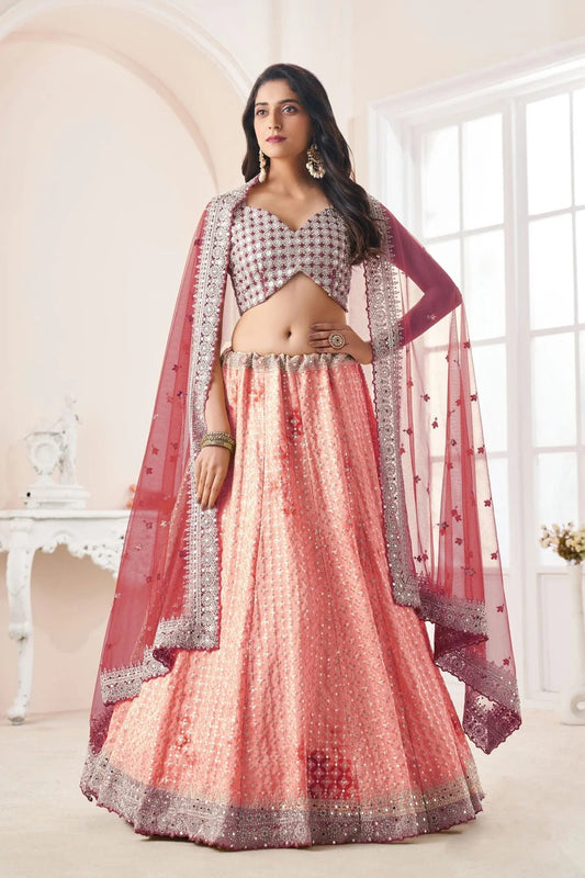Baby Pink Colour Embroidery Georgette Lehenga Choli LD1080832