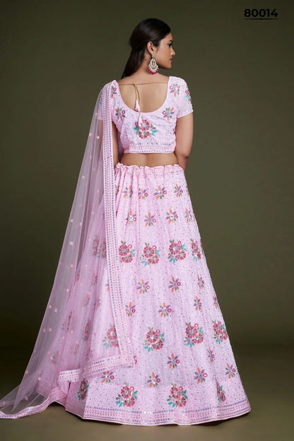 Baby Pink Colour Embroidery Georgette Lehenga Choli LD1080850 A