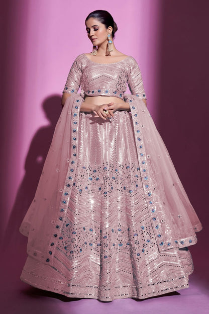 Baby Pink Colour Embroidery Gota Silk Lehenga Choli LD1080710