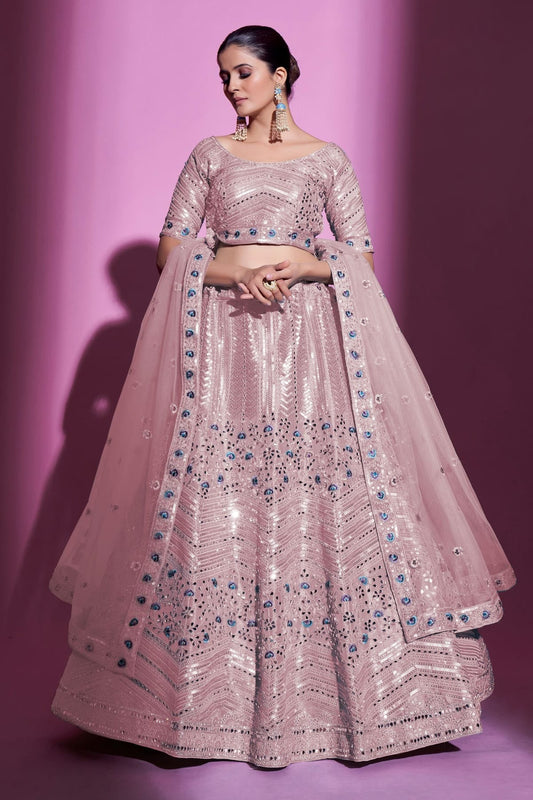 Baby Pink Colour Embroidery Gota Silk Lehenga Choli LD1080710