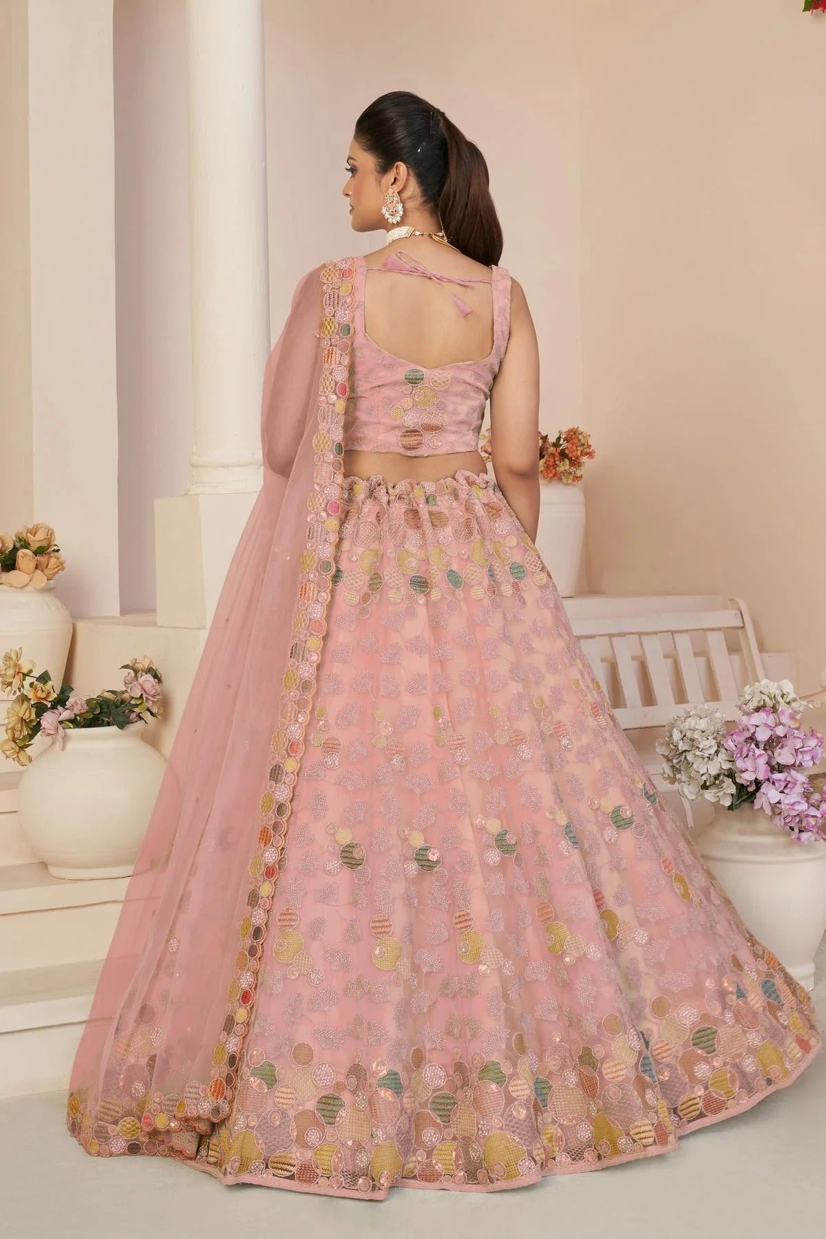 Baby Pink Colour Embroidery Net Lehenga Choli LD1080851 A