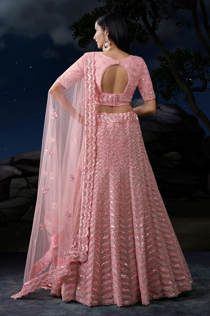 Baby Pink Colour Embroidery Soft Net Lehenga Choli LD1080720 A