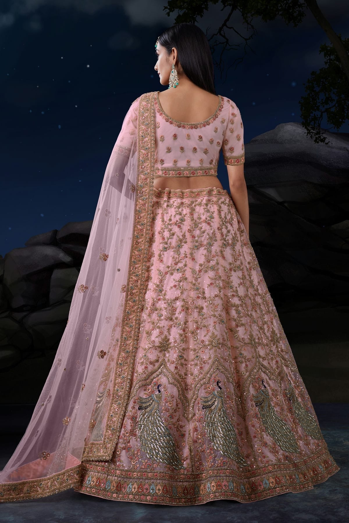 Baby Pink Colour Embroidery Soft Net Lehenga Choli LD1080729 A