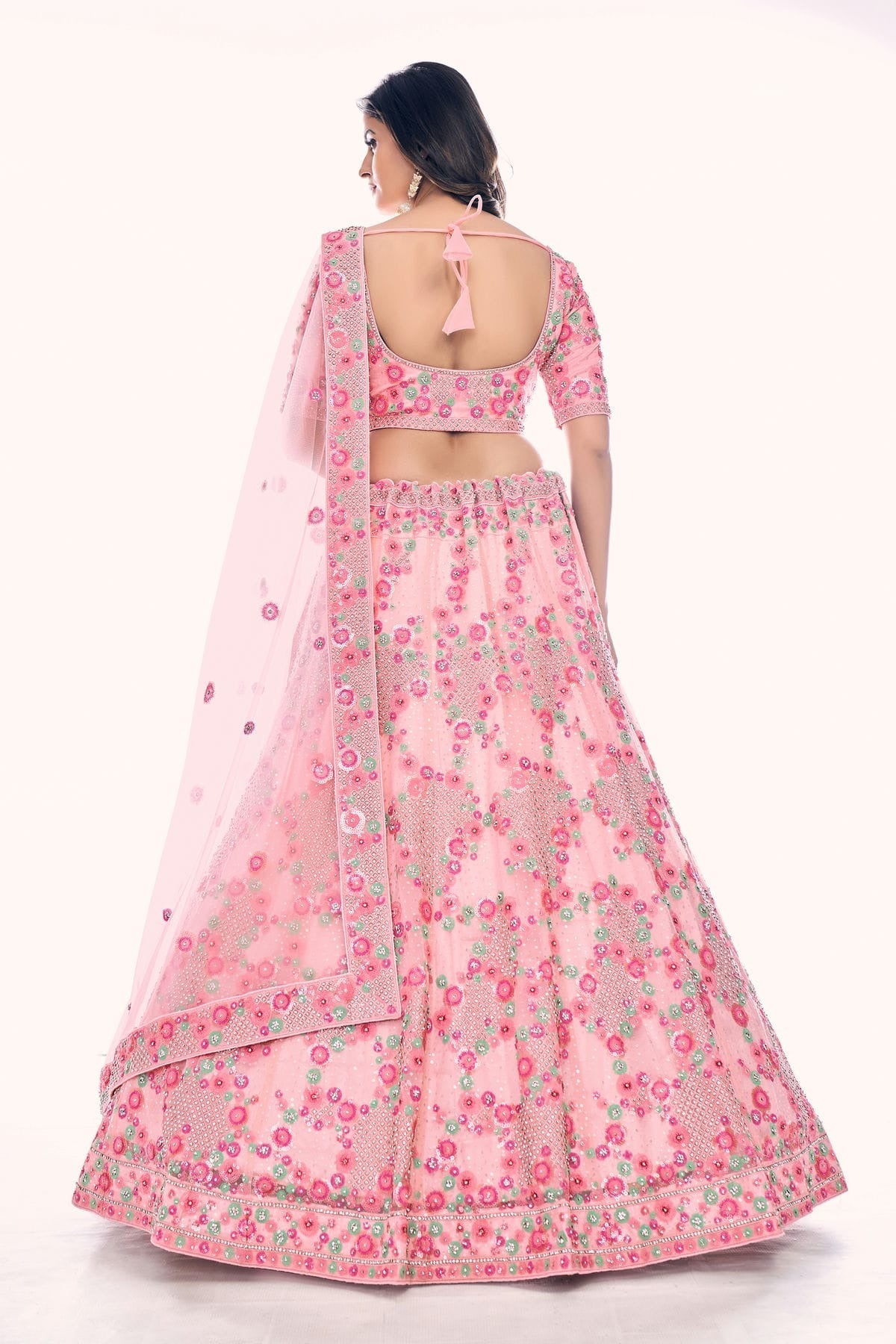 Baby Pink Colour Embroidery Soft Net Lehenga Choli LD1080753 A