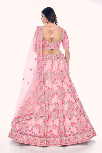 Baby Pink Colour Embroidery Soft Net Lehenga Choli LD1080753 A