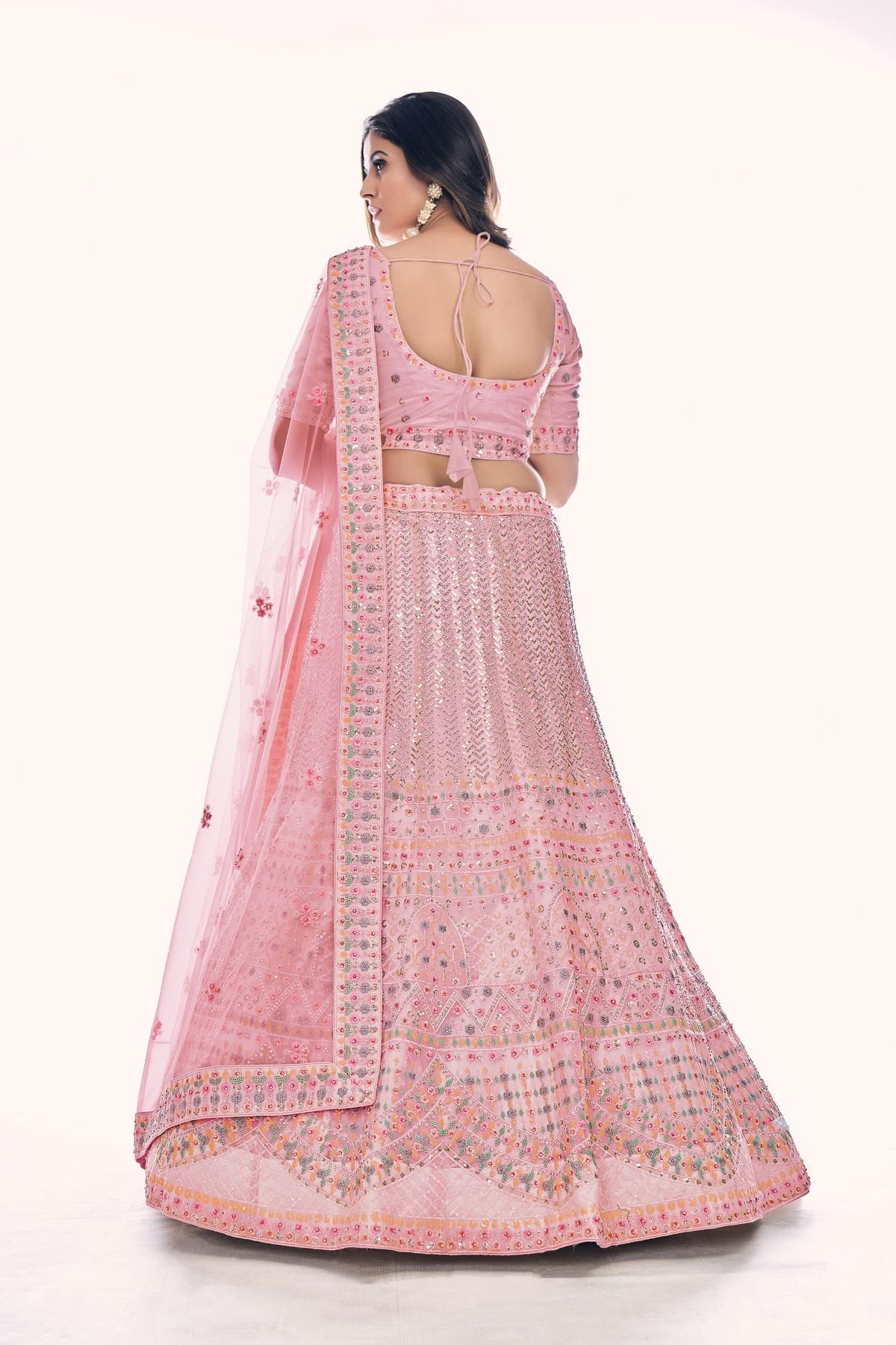 Baby Pink Colour Embroidery Soft Net Lehenga Choli LD1080770 A