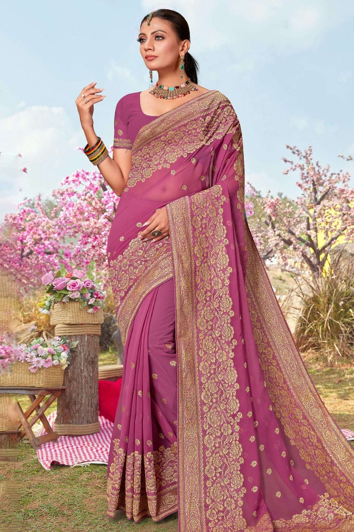 Baby Pink Colour Georgette Designer Saree LC1121492
