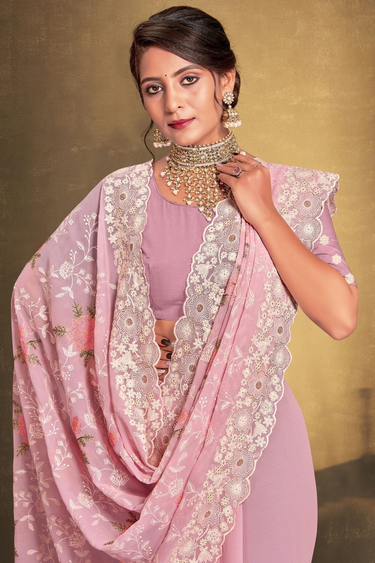 Baby Pink Colour Georgette Designer Saree LC1121521 A