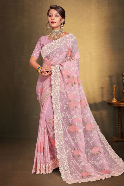 Baby Pink Colour Georgette Designer Saree LC1121521