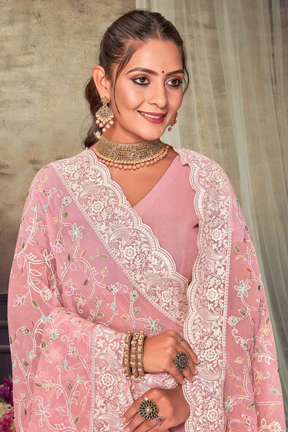 Baby Pink Colour Georgette Designer Saree LC1121555 A