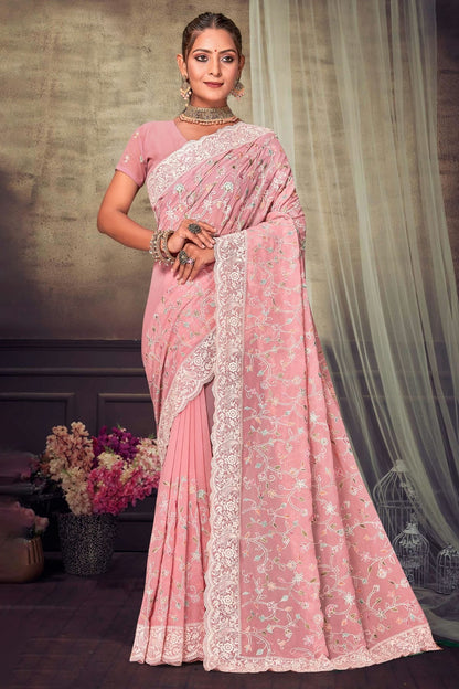 Baby Pink Colour Georgette Designer Saree LC1121555