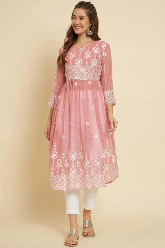 Baby Pink Colour Georgette Kurti KR1111040