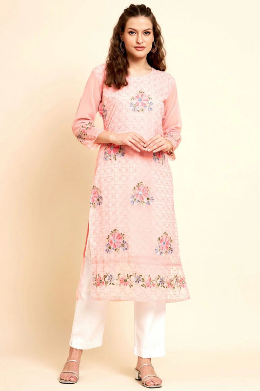 Baby Pink Colour Georgette Kurti KR1111062
