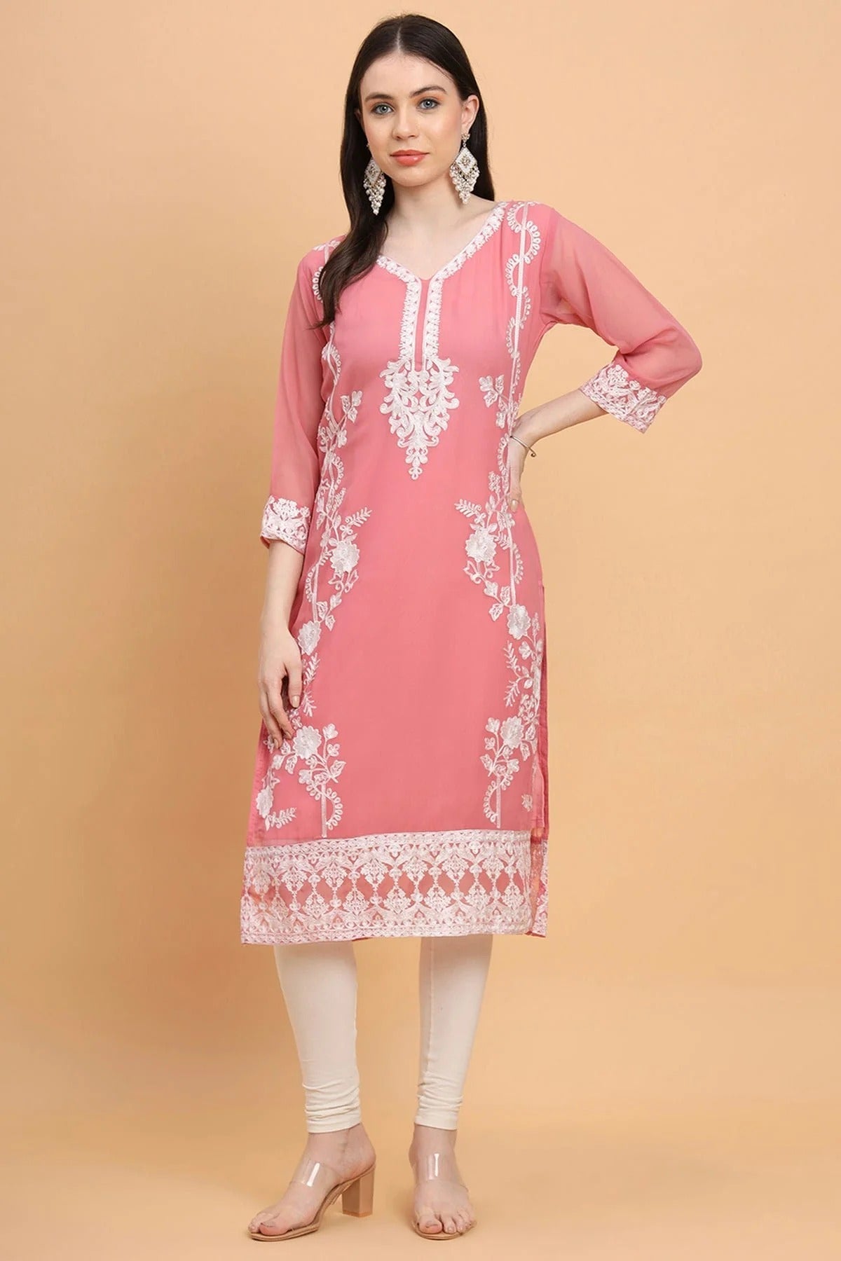 Baby Pink Colour Georgette Kurti KR1111182