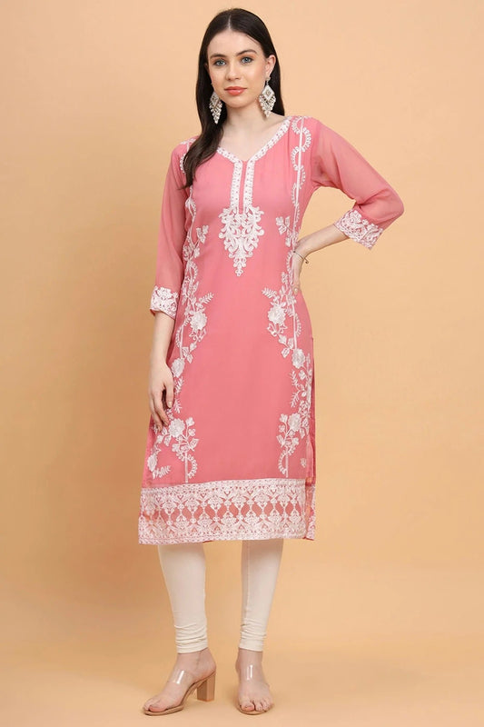Baby Pink Colour Georgette Kurti KR1111182