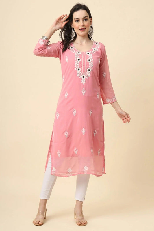 Baby Pink Colour Georgette Kurti KR1111188