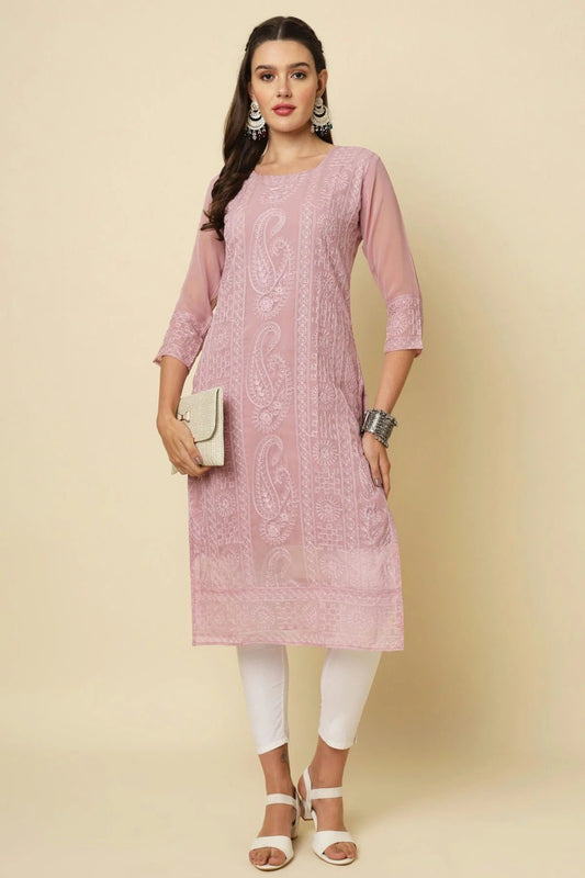 Baby Pink Colour Georgette Kurti KR1111196